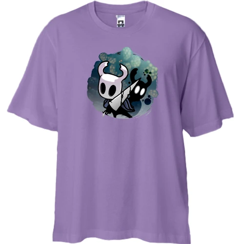 Футболка двунитка Oversize, Лавандовый, с постером Hollow Knight