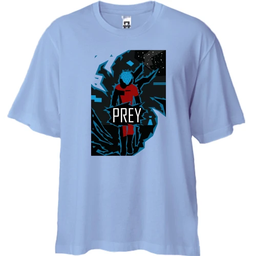 Футболка двонитка Oversize, Білий, з постером Prey