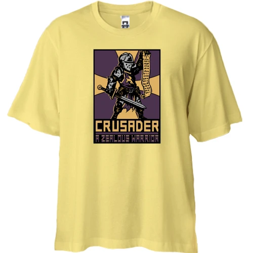 Футболка двунитка Oversize, Желтый, с постером Crusader