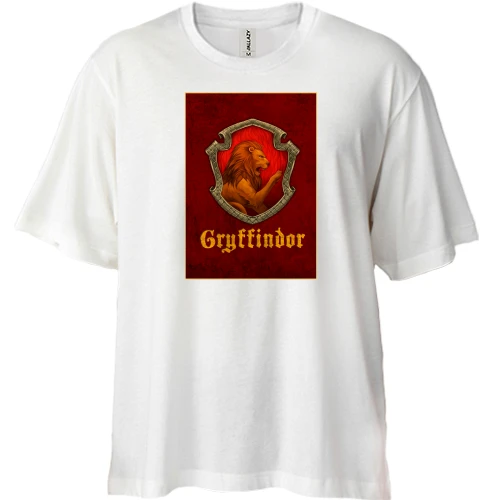 Футболка двонитка Oversize, Білий, з гербом Gryffindor (Harry Potter)