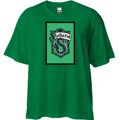 Футболка двонитка Oversize, Зелений, з гербом Slytherin (Harry Potter)