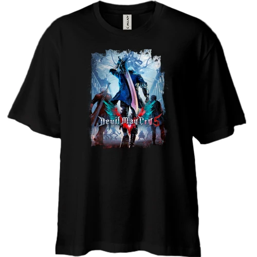 Футболка двунитка Oversize, Черный, с постером игры Devil May Cry 5