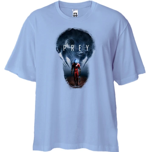 Футболка двунитка Oversize, Синий, с обложкой игры Prey