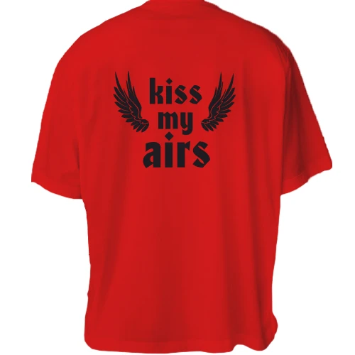 Футболка двунитка Oversize, Красный, Kiss my airs