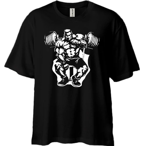 Футболка двонитка Oversize, Чорний, Пауерліфтер (2)