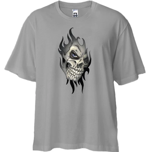 Футболка двунитка Oversize, Серый, с нежитью