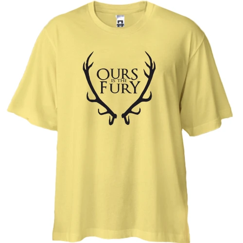 Футболка двунитка Oversize, Желтый, Ours Is the Fury (с гербом Баратеонов)
