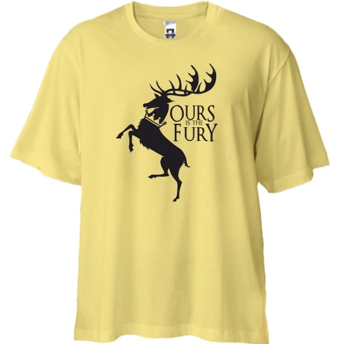 Футболка двонитка Oversize, Жовтий, Ours Is the Fury (з гербом Баратеонів) (2)