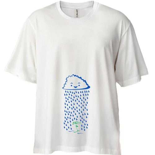 Футболка двунитка Oversize Тучка поливает росточек