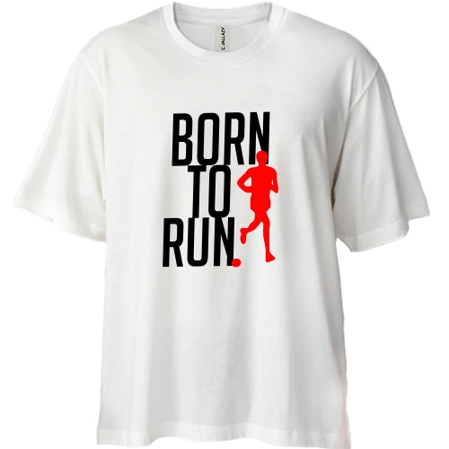 Футболка двунитка Oversize, Белый, Born to run