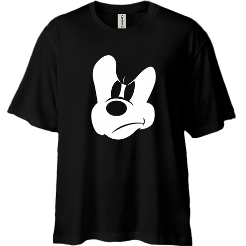 Футболка двунитка Oversize, Черный, Mickey (силуэт)