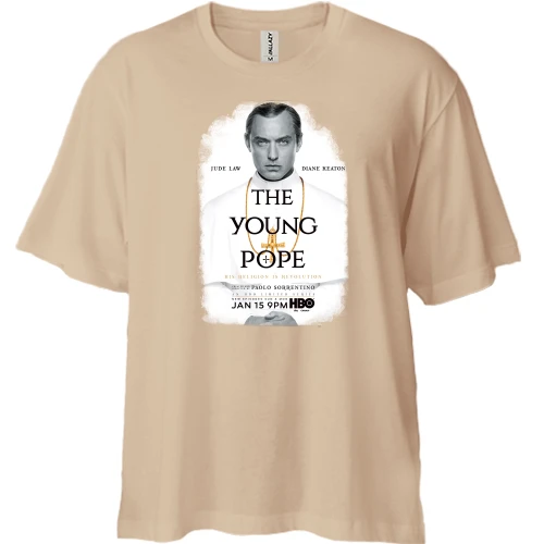Футболка двунитка Oversize с постером сериала Молодой Папа (Young Pope)