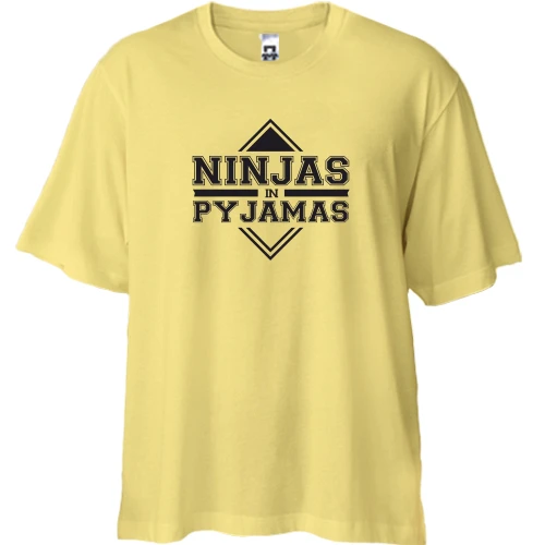 Футболка двунитка Oversize, Желтый, Ninjas In Pyjamas (2)