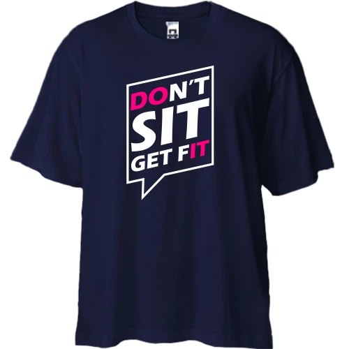 Футболка двунитка Oversize, Синий, Dont sit get fit