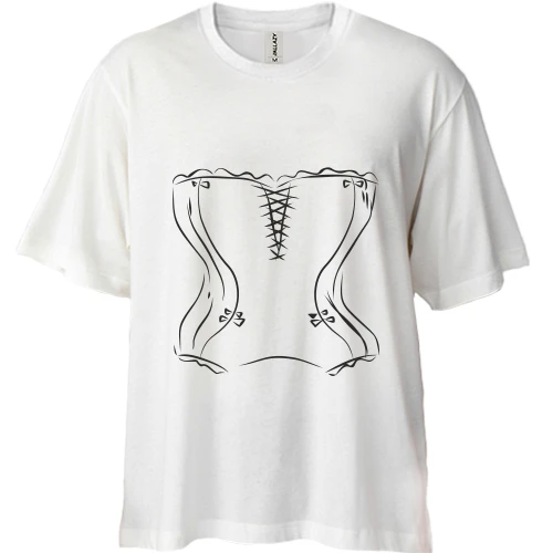 Футболка двонитка Oversize, Білий, корсет