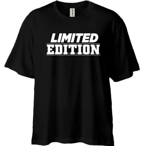Футболка двунитка Oversize, Черный, с надписью "Limited Edition"