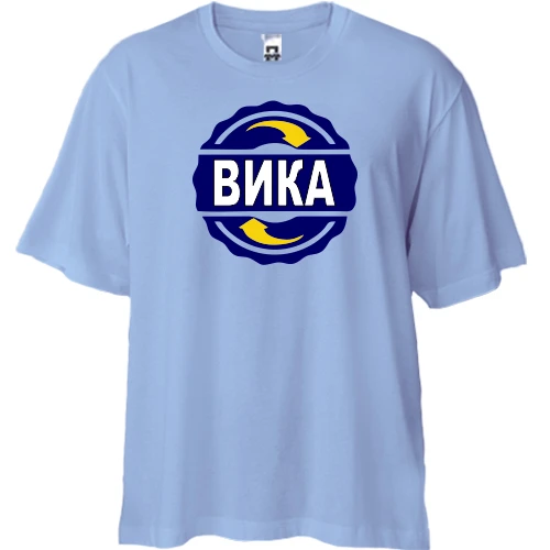 Футболка двунитка Oversize с именем Вика в круге
