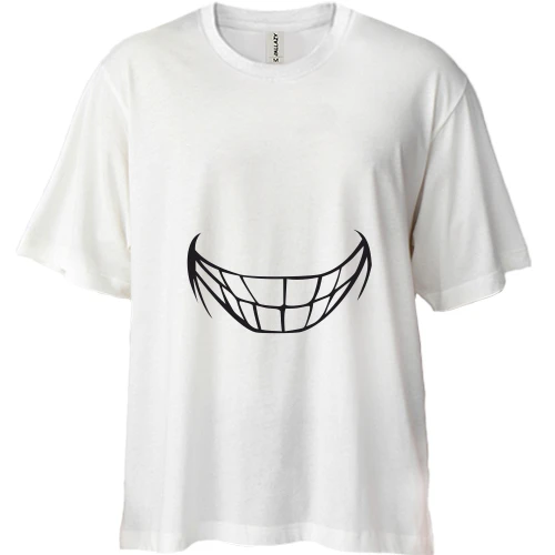 Футболка двонитка Oversize, Білий, із зубастим вишкіром