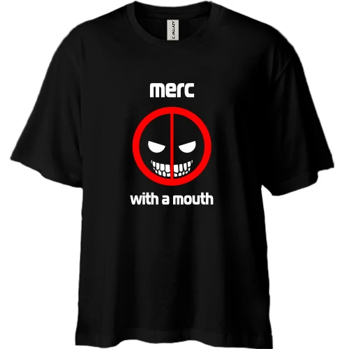 Футболка двонитка Oversize, Чорний, Merc with a Mouth