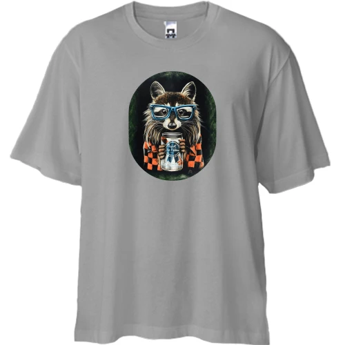 Футболка двонитка Oversize, Сірий, єнот blue ribbon