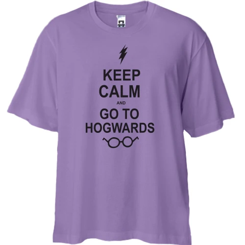 Футболка двонитка Oversize, Лавандовий, Keep calm and go Hogwards