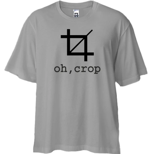 Футболка двонитка Oversize з написом "oh, crop"