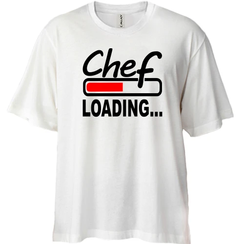 Футболка двунитка Oversize, Белый, с надписью "chef" шеф-повар