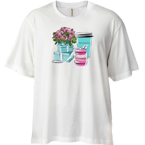 Футболка двунитка Oversize, Белый, Tiffany Co