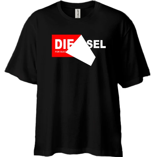 Футболка двонитка Oversize з написом Diesel