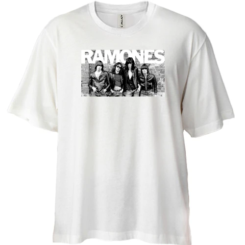 Футболка двонитка Oversize, Білий, Ramones Band (2)