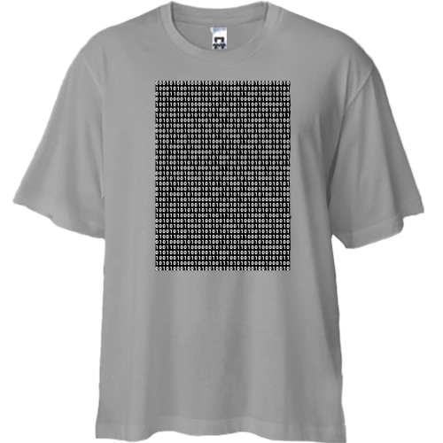 Футболка двунитка Oversize с нулями и единицами