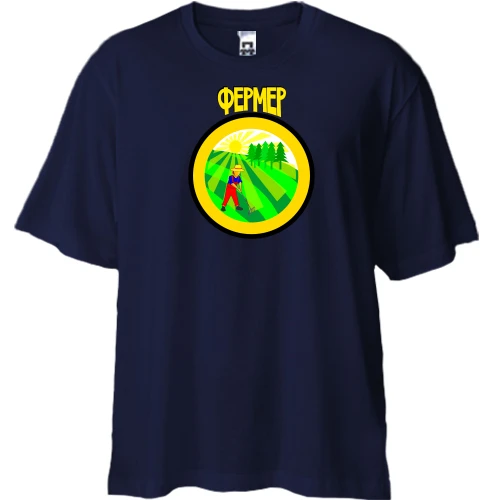 Футболка двонитка Oversize, Синій, для фермера