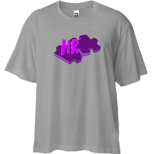 Футболка двонитка Oversize, Сірий, з написом "HR"