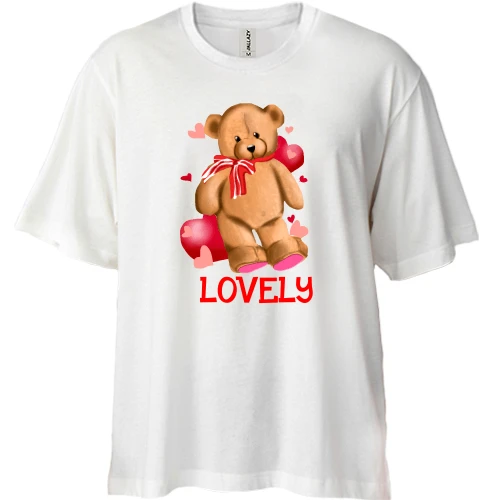 Футболка двонитка Oversize, Білий, Мишко Lovely