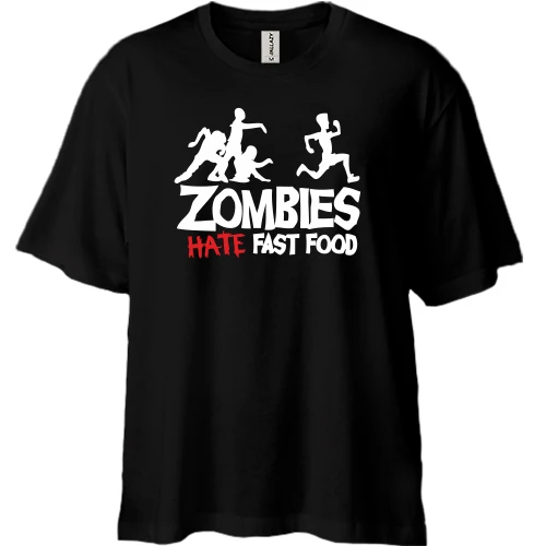 Футболка двунитка Oversize Zombies hate fast food