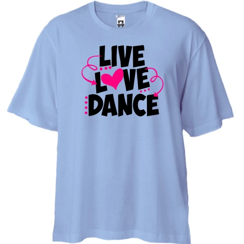 Футболка двунитка Oversize, Синий, Live love dance