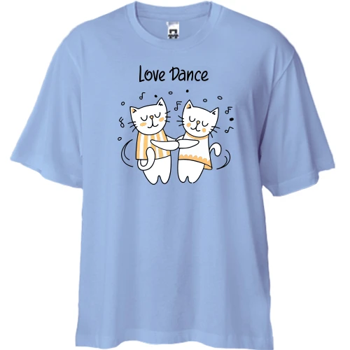 Футболка двунитка Oversize с котиками love dance