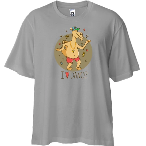 Футболка двунитка Oversize с танцующим верблюдом