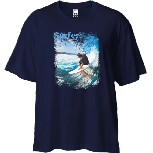 Футболка двунитка Oversize, Синий, Surfer