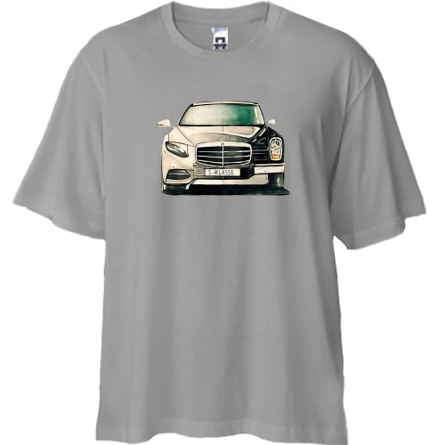 Футболка двонитка Oversize, Сірий, Mercedes S Klasse