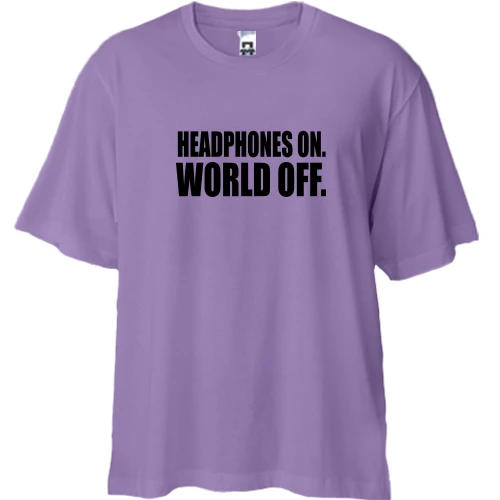 Футболка двонитка Oversize, Лавандовий, Headphones On - World Off