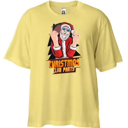 Футболка двонитка Oversize, Жовтий, Christmas Club Party