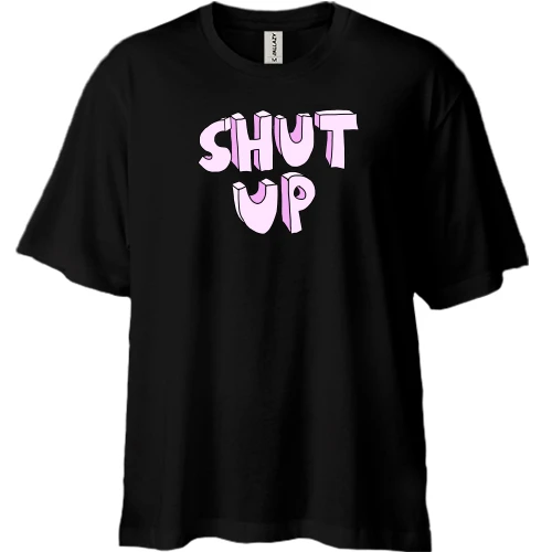 Футболка двунитка Oversize, Черный, Shut Up