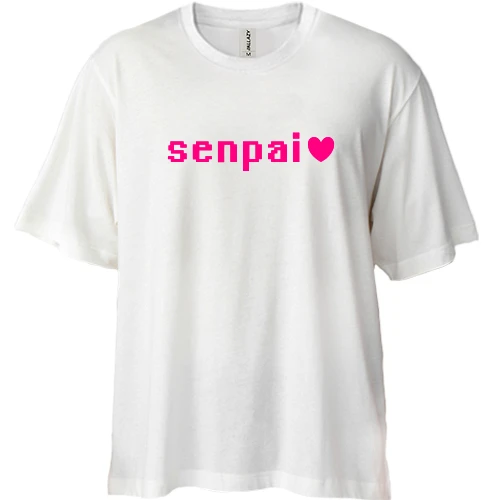 Футболка двонитка Oversize, Синій, з надписью "Senpai"