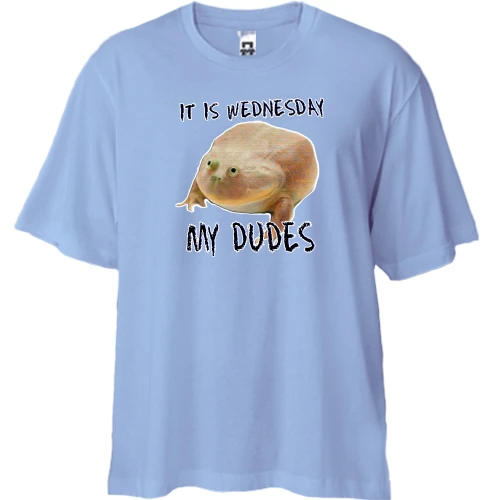 Футболка двонитка Oversize, Синій, It is wednesday, my dudes