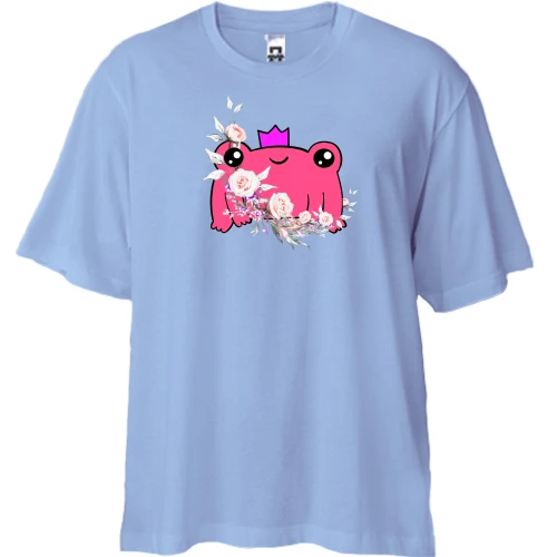 Футболка двунитка Oversize с лягушкой и цветком