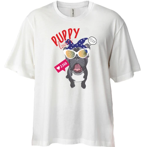 Футболка двунитка Oversize, Белый, Puppy Lovers