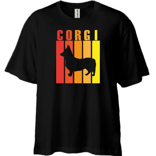 Футболка двонитка Oversize з собакою коргі