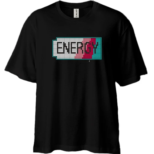 Футболка двунитка Oversize, Черный, с надписью "Energy"