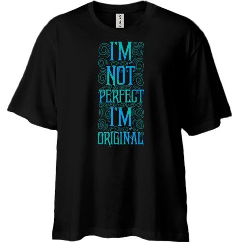 Футболка двонитка Oversize, Чорний, I'm not perfect - I'm original
